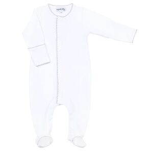 MAGNOLIA BABY EUC 100% Pima Cotton Pajamas w/ Gray Trim & Convertible Hands